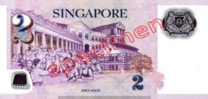 Billet 2 Dollar Singapour SGD 4ème Série IV verso