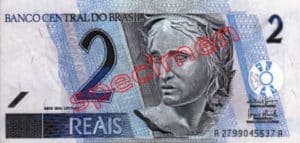 2 Real Bresil BRL Serie I front ticket