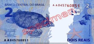 2 Real Bresil BRL Serie II back ticket