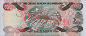 Billet 20 Dollar Bahamas BSD 1997 verso