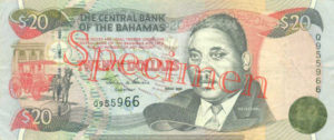 Billet 20 Dollar Bahamas BSD 2000 recto