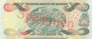 Billet 20 Dollar Bahamas BSD 2000 verso