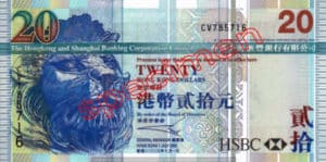 Billet 20 Dollar Hong Kong HKD Serie I HSBC recto