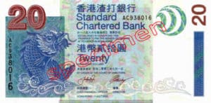 Billet 20 Dollar Hong Kong HKD Serie I Standard Chartered Bank recto