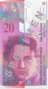 Billet 20 Francs CHF Suisse