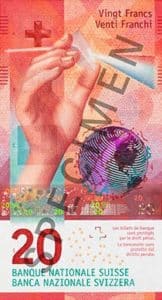Billet 20 Francs Suisse CHF 2017
