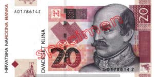 Billet 20 Kuna Croatie HRK recto