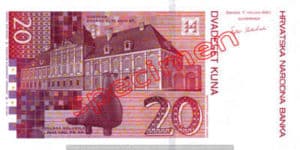 Billet 20 Kuna Croatie HRK verso