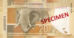 Billet 20 Rand Sud-Afrique ZAR verso