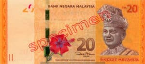 Billet 20 Ringgit Malaisie MYR recto