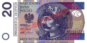 Billet 20 Zloty Pologne PLN Type II recto