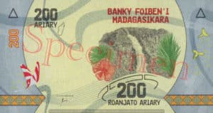 Billet 200 Ariary Madagascar MGA 2017 verso