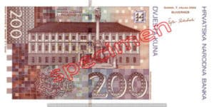 Billet 200 Kuna Croatie HRK verso