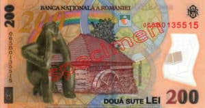 Billet 200 Lei Roumanie RON verso