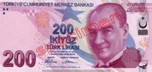 Billet 200 Livre Turquie TRY recto