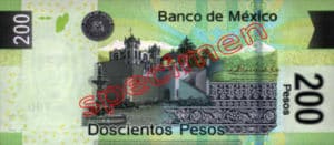 Billet 200 Pesos Mexique MXN Type I verso