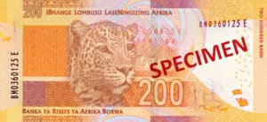 Billet 200 Rand Sud-Afrique ZAR verso