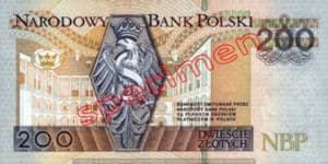 Billet 200 Zloty Pologne PLN Type I verso