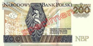 Billet 200 Zloty Pologne PLN Type II verso