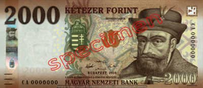 Billet 2000 Forint Hongrie HUF 2016 recto