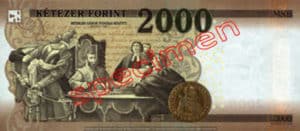 Billet 2000 Forint Hongrie HUF 2016 verso