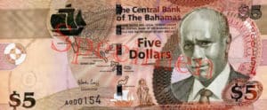 Billet 5 Dollar Bahamas BSD 2007 recto