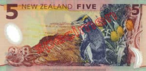 Billet 5 Dollar Nouvelle Zelande NZD Serie 6 verso