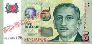 Billet 5 Dollar Singapour SGD 4ème Série IV recto