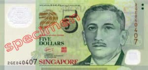 Billet 5 Dollar Singapour SGD 4ème Série IV recto