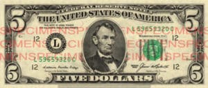 Billet 5 Dollars Etats-Unis USD