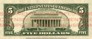 Billet 5 Dollars Etats-Unis USD