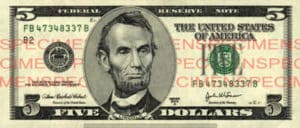Billet 5 Dollars Etats-Unis USD