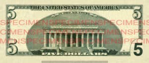 Billet 5 Dollars Etats-Unis USD