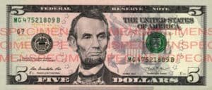 Billet 5 Dollars Etats-Unis USD