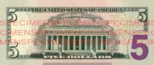 Billet 5 Dollars Etats-Unis USD