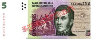 Billet 5 Pesos Argentine ARS Type II recto