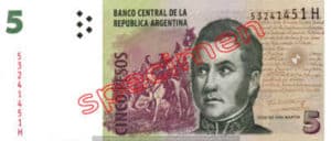 Billet 5 Pesos Argentine ARS Type III recto