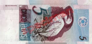5 Real Bresil BRL Serie I back ticket