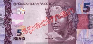 5 Real Bresil BRL Serie II ticket front