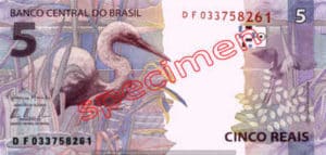 5 Real Bresil BRL Serie II back ticket
