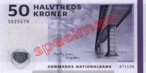 Billet 50 Couronnes Danemark DKK recto
