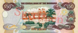 Billet 50 Dollar Bahamas BSD 2000 verso