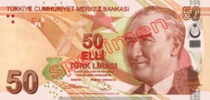 Billet 50 Livre Turquie TRY recto
