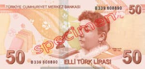 Billet 50 Livre Turquie TRY verso