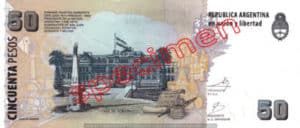 Billet 50 Pesos Argentine ARS Type I verso