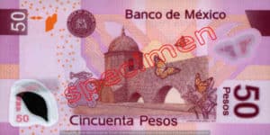 Billet 50 Pesos Mexique MXN Type I verso