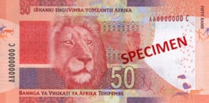 Billet 50 Rand Sud-Afrique ZAR verso