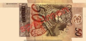 50 Real Bresil BRL Serie I back ticket