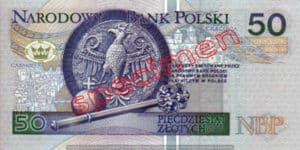 Billet 50 Zloty Pologne PLN Type I verso