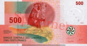 Billet 500 Francs Comores KMF recto